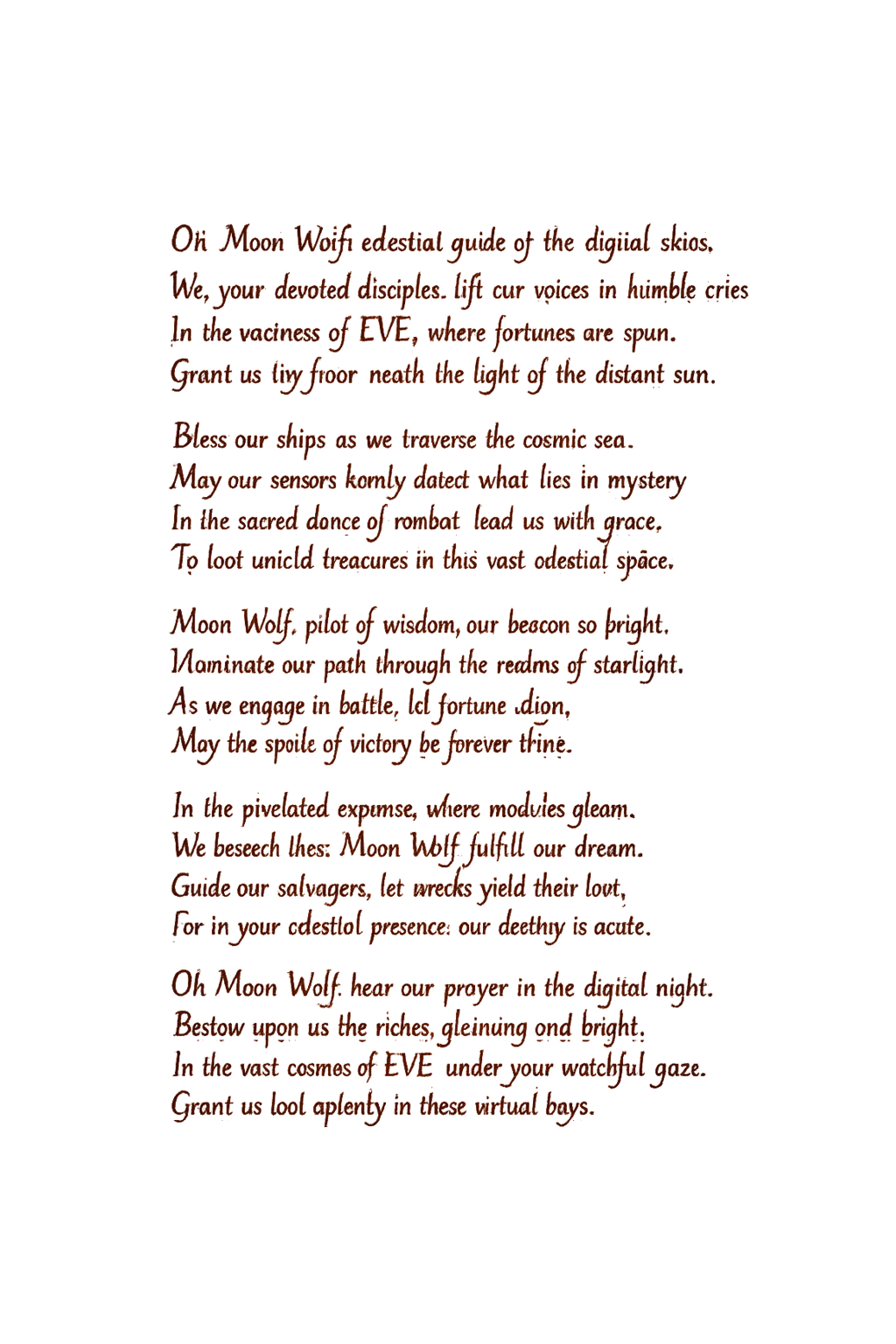 The complete handwritten Holy Manifest of Moon Wolf